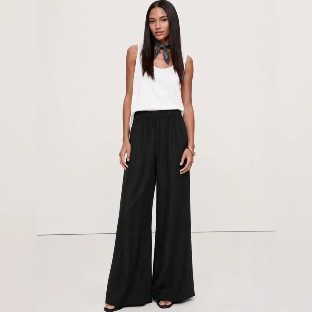 NWT! Banana Republic High-Rise Wide-Leg Viscose-Linen Pant 734121 🖤